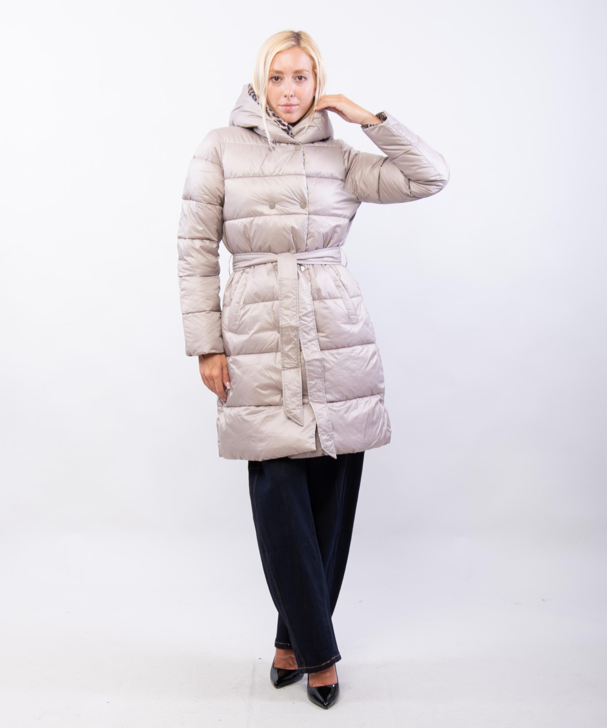 giubbotto maculato reversibile con cappuccio
