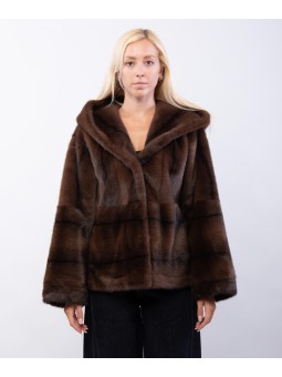 giacca pelliccia con cappuccio