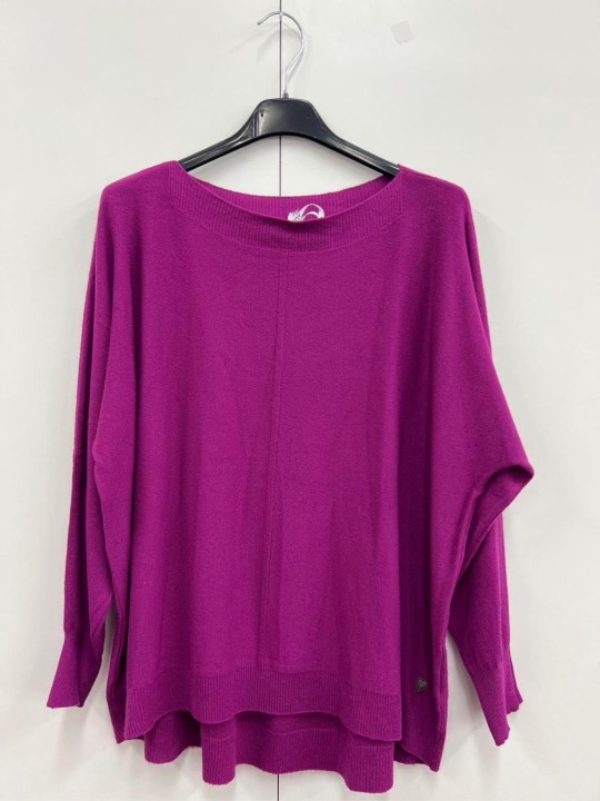 Maglione con costine al collo