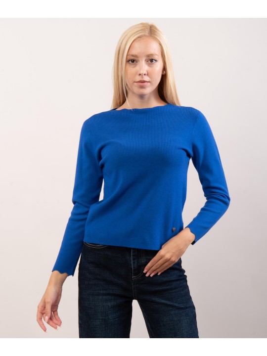 Maglione con collo e orlo delle maniche ondulate