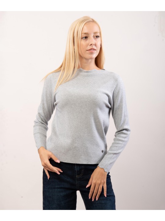Maglione con collo e orlo delle maniche ondulate