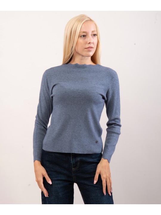 Maglione con collo e orlo delle maniche ondulate