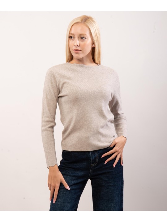 Maglione con collo e orlo delle maniche ondulate