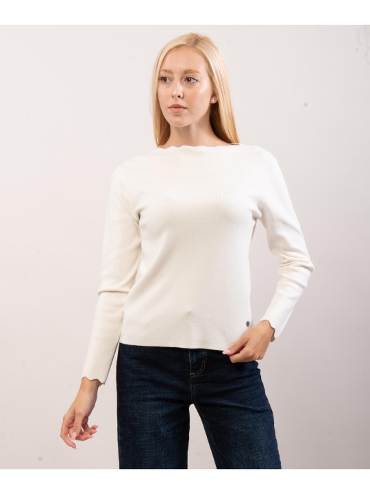Maglione con collo e orlo delle maniche ondulate