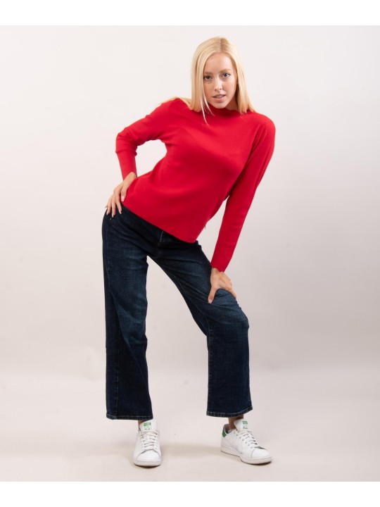 Maglione con collo e orlo delle maniche ondulate