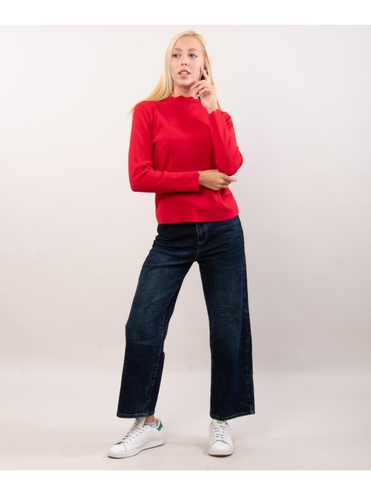 Maglione con collo e orlo delle maniche ondulate