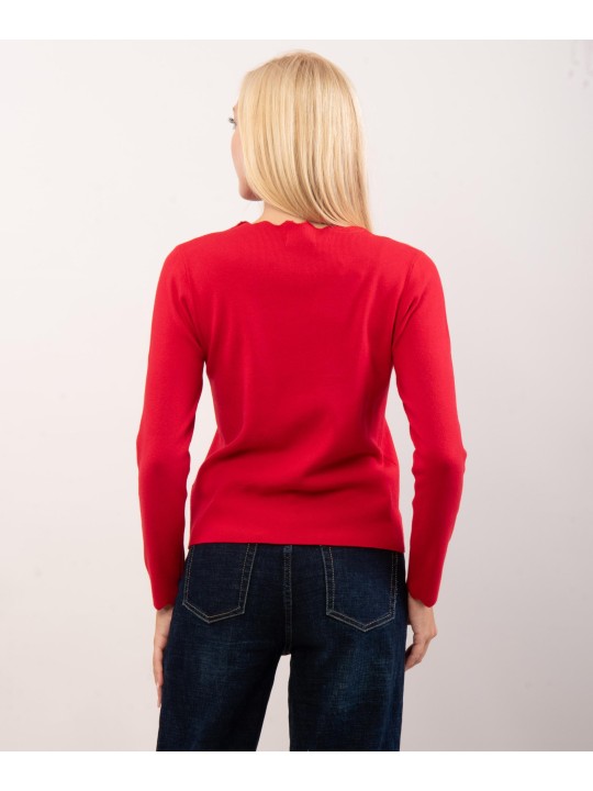 Maglione con collo e orlo delle maniche ondulate