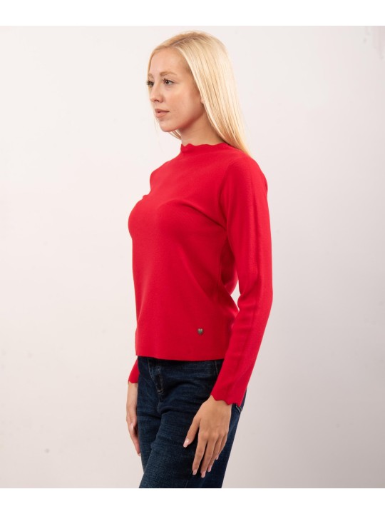 Maglione con collo e orlo delle maniche ondulate