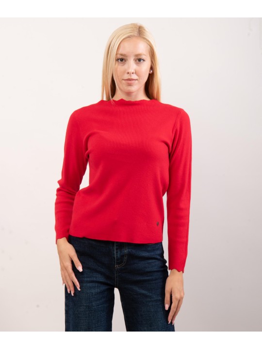 Maglione con collo e orlo delle maniche ondulate
