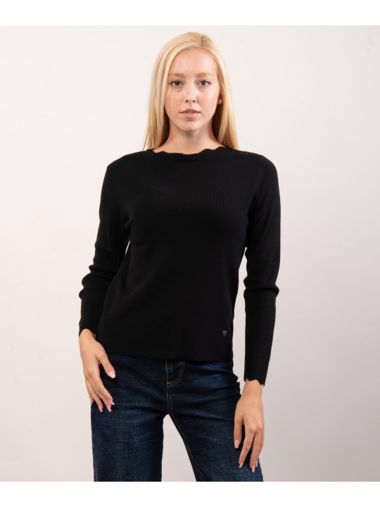 Maglione con collo e orlo delle maniche ondulate