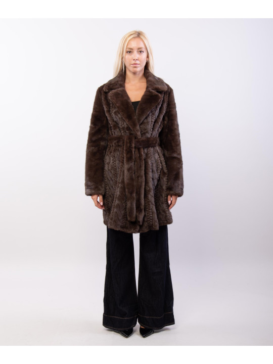 Cappotto Pelliccia Effetto Treccia