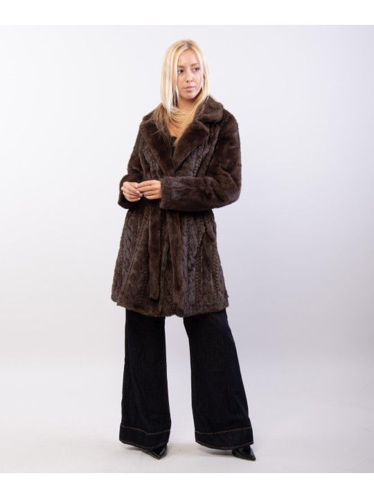 Cappotto Pelliccia Effetto Treccia