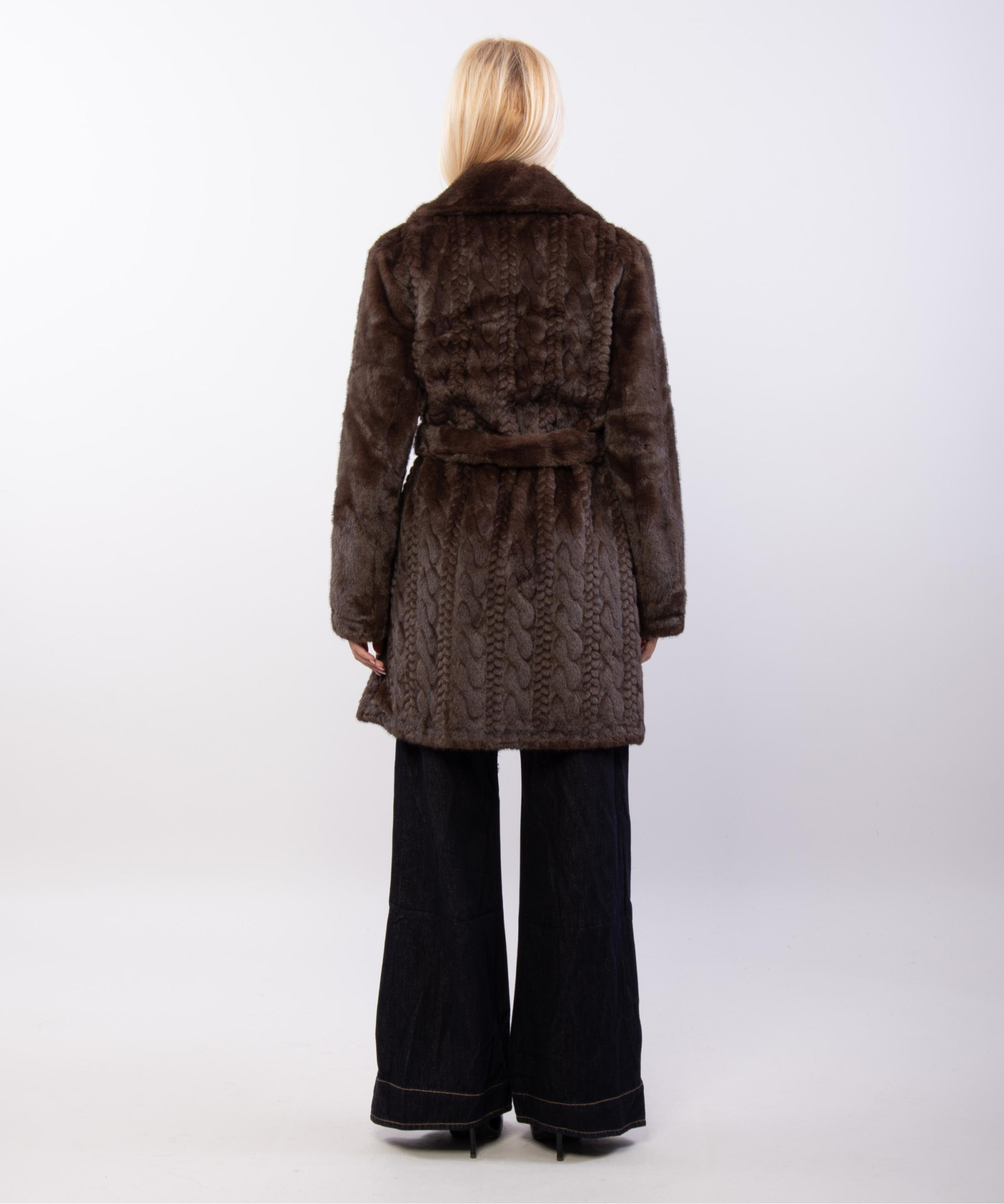 Cappotto Pelliccia Effetto Treccia