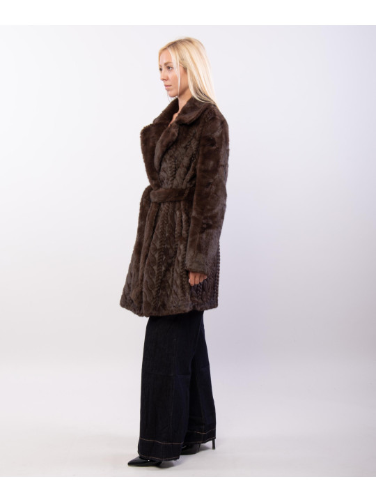Cappotto Pelliccia Effetto Treccia