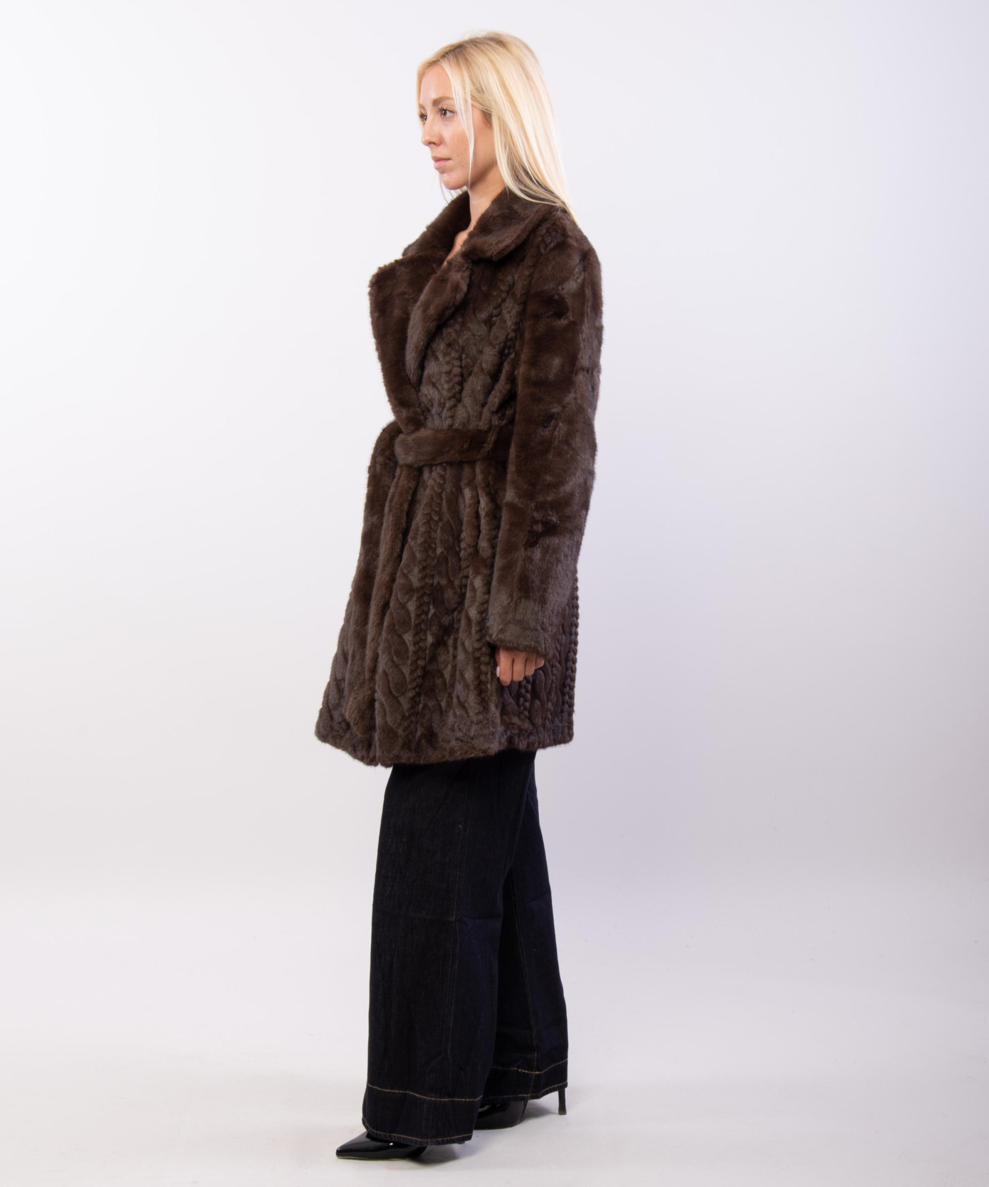 Cappotto Pelliccia Effetto Treccia