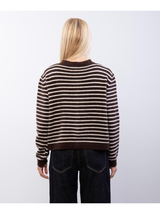 Cardigan a Righe Misto Lana