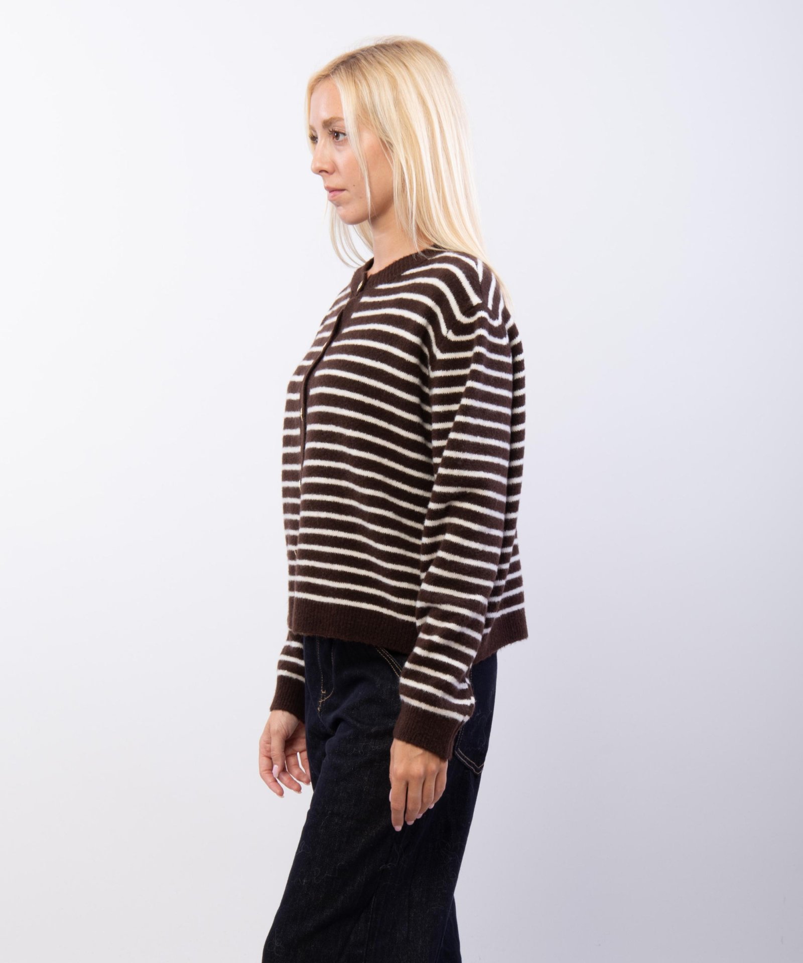 Cardigan a Righe Misto Lana