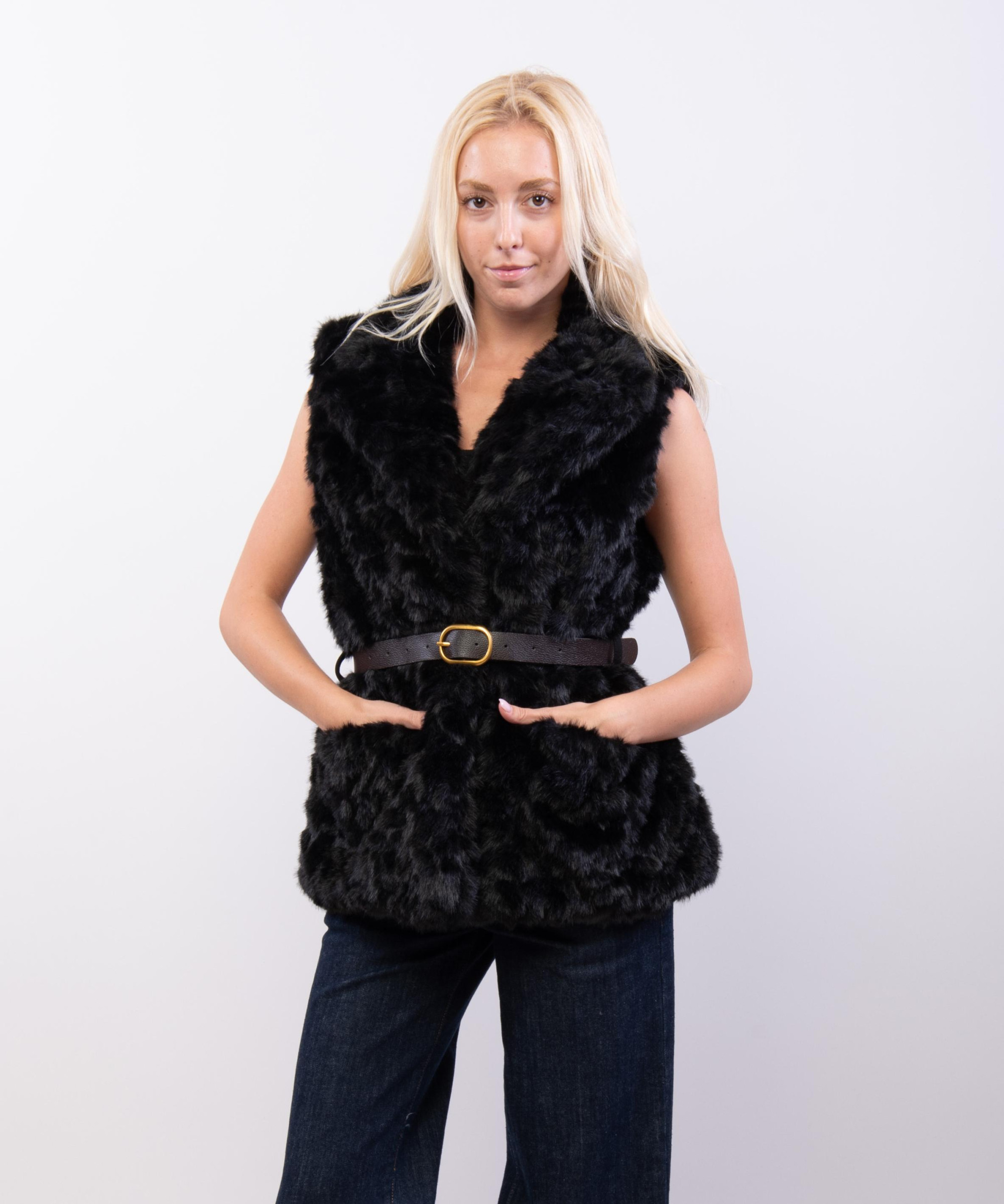 Gilet Pelliccia con Cintura
