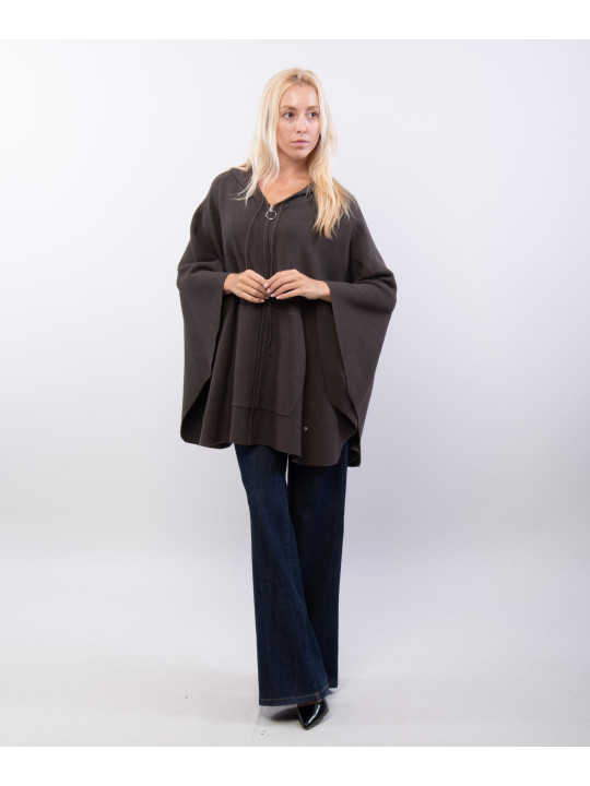 poncho con cappuccio e zip