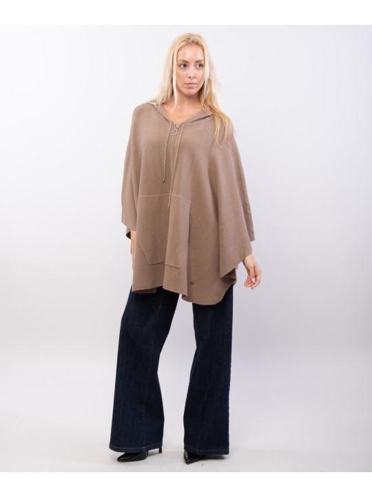 poncho con cappuccio e zip