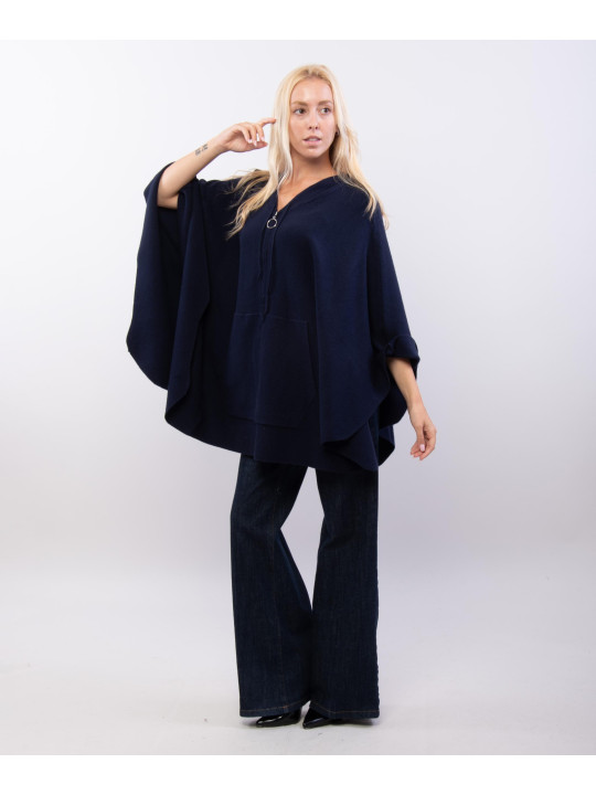 poncho con cappuccio e zip