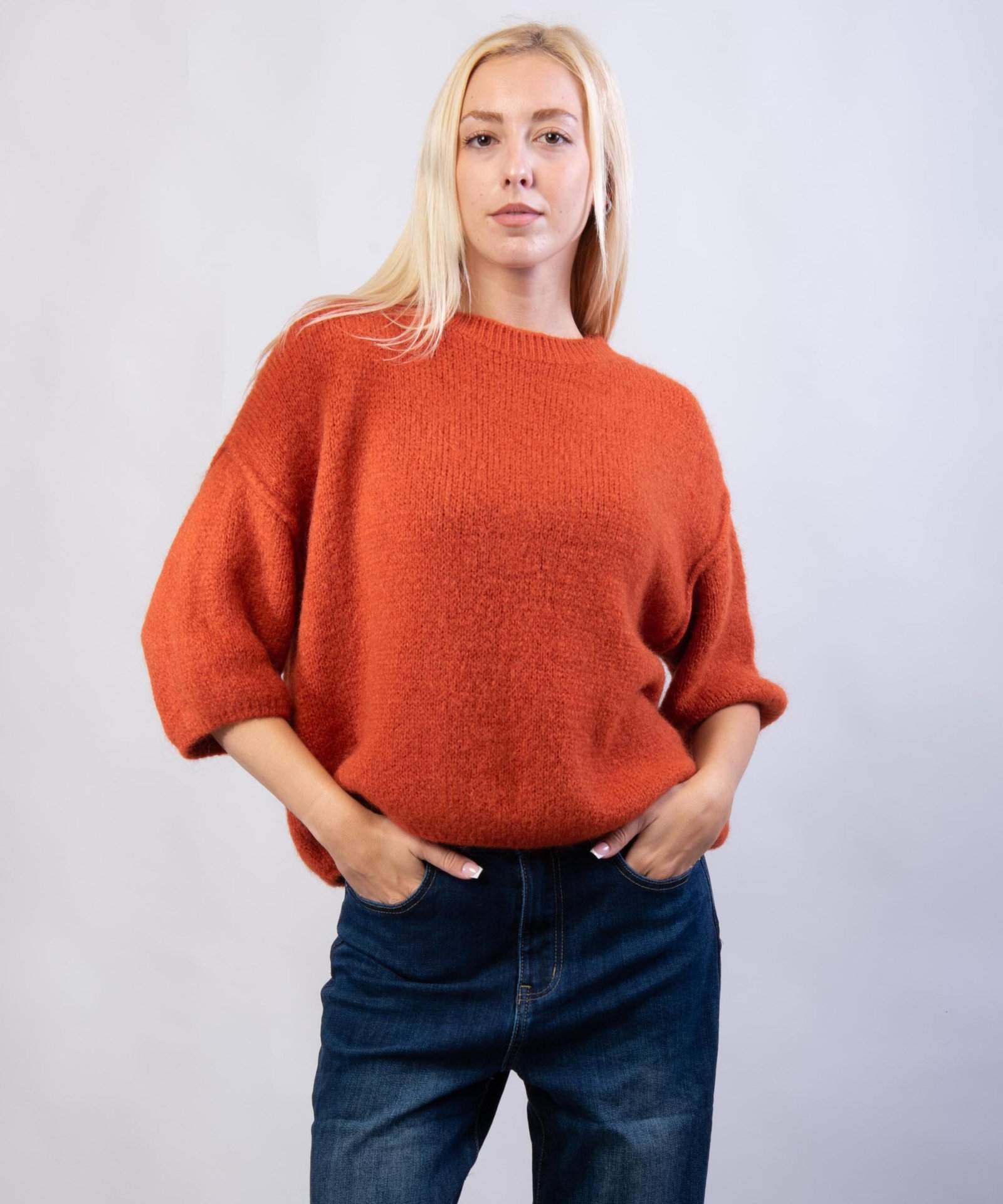 Maglione Misto Mohair con Maniche a 3/4