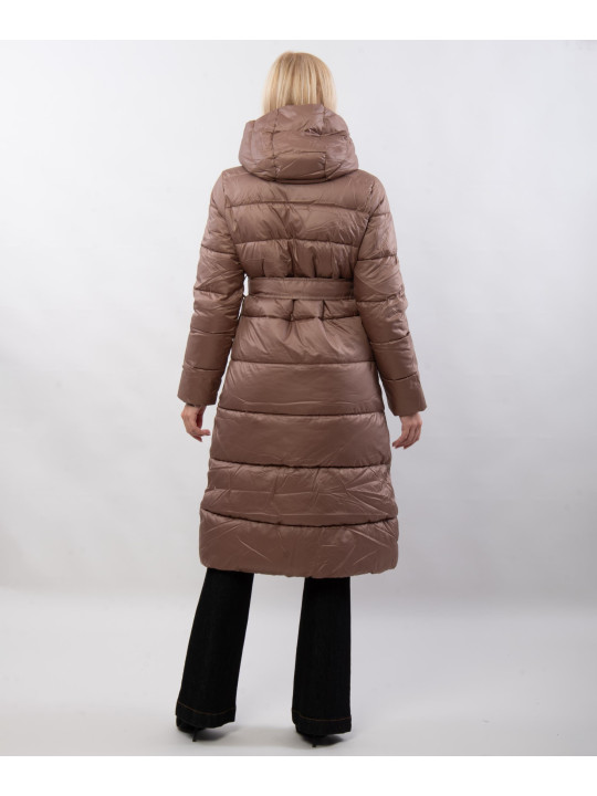 giubbotto lungo maculato reversibile con cappuccio