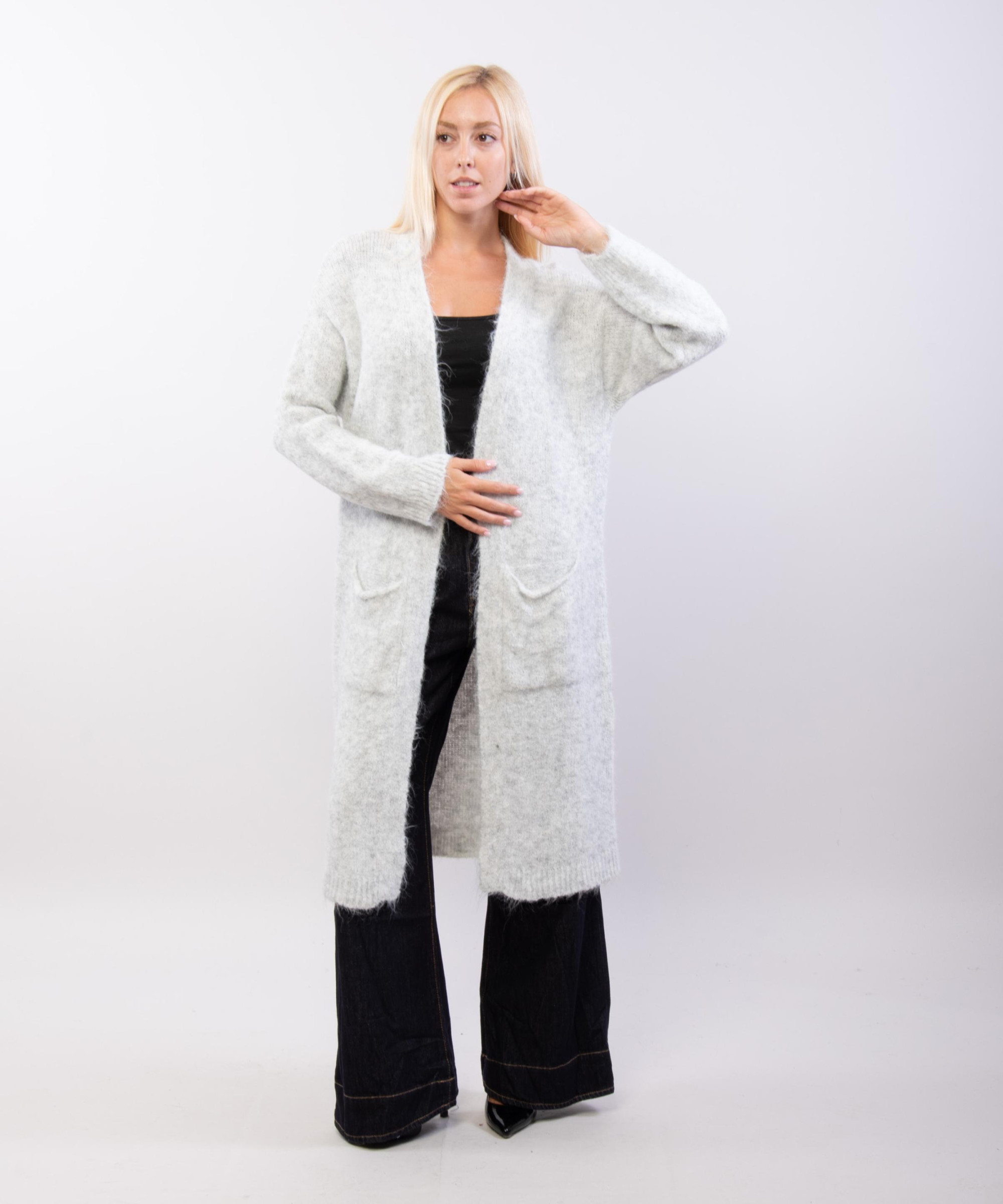 cardigan lungo aperto con tasche