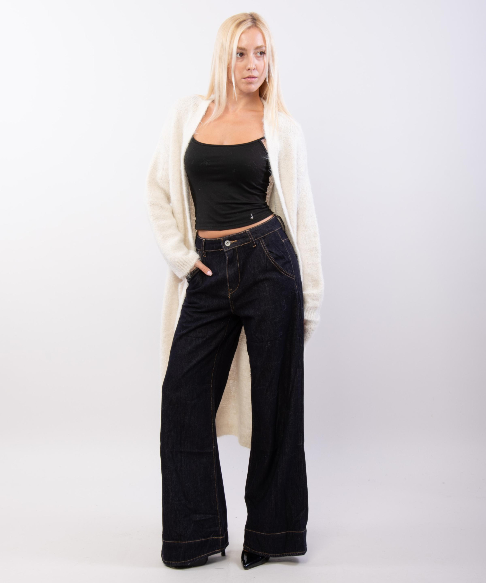 cardigan lungo aperto con tasche
