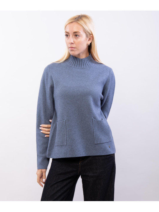 maglia con mezzo collo e tasche