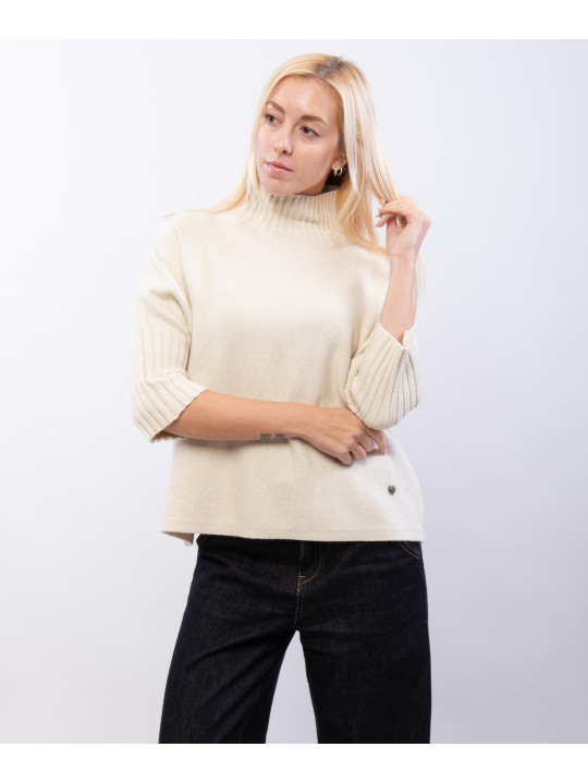maglia con colletto e manica 3/4