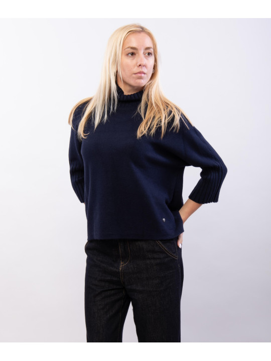 maglia con colletto e manica 3/4