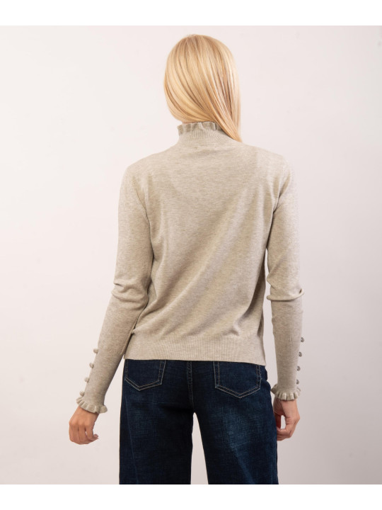 Maglione con collo e orlo a volant