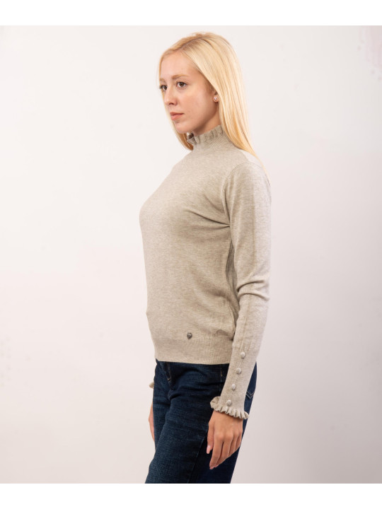 Maglione con collo e orlo a volant