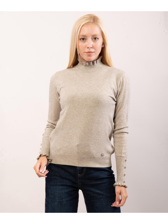 Maglione con collo e orlo a volant