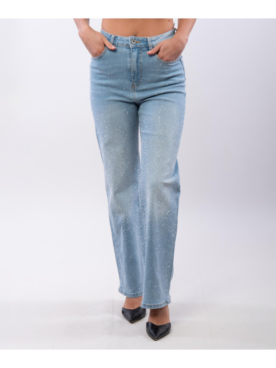 Pantaloni a Palazzo con Strass