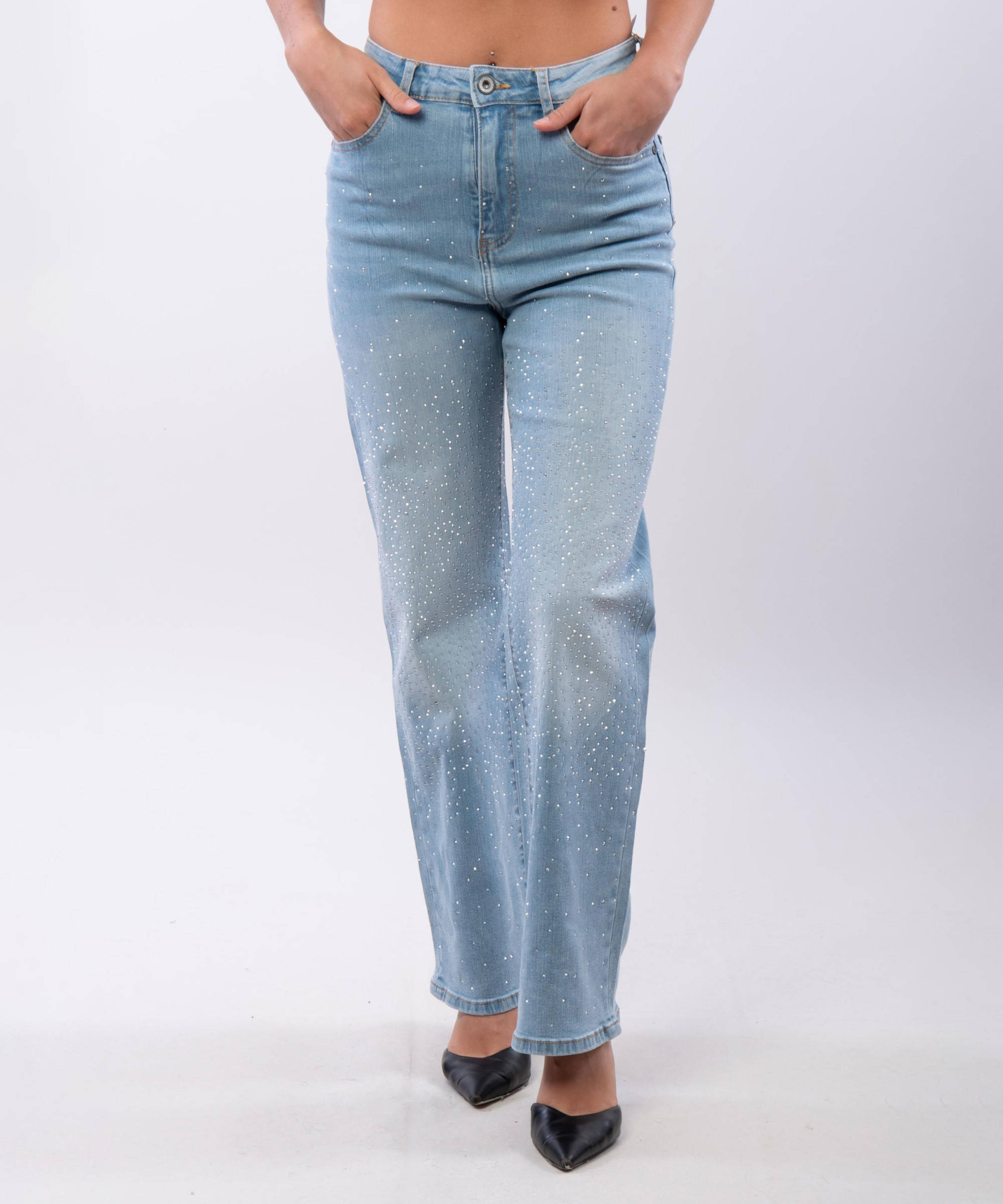 Pantaloni a Palazzo con Strass