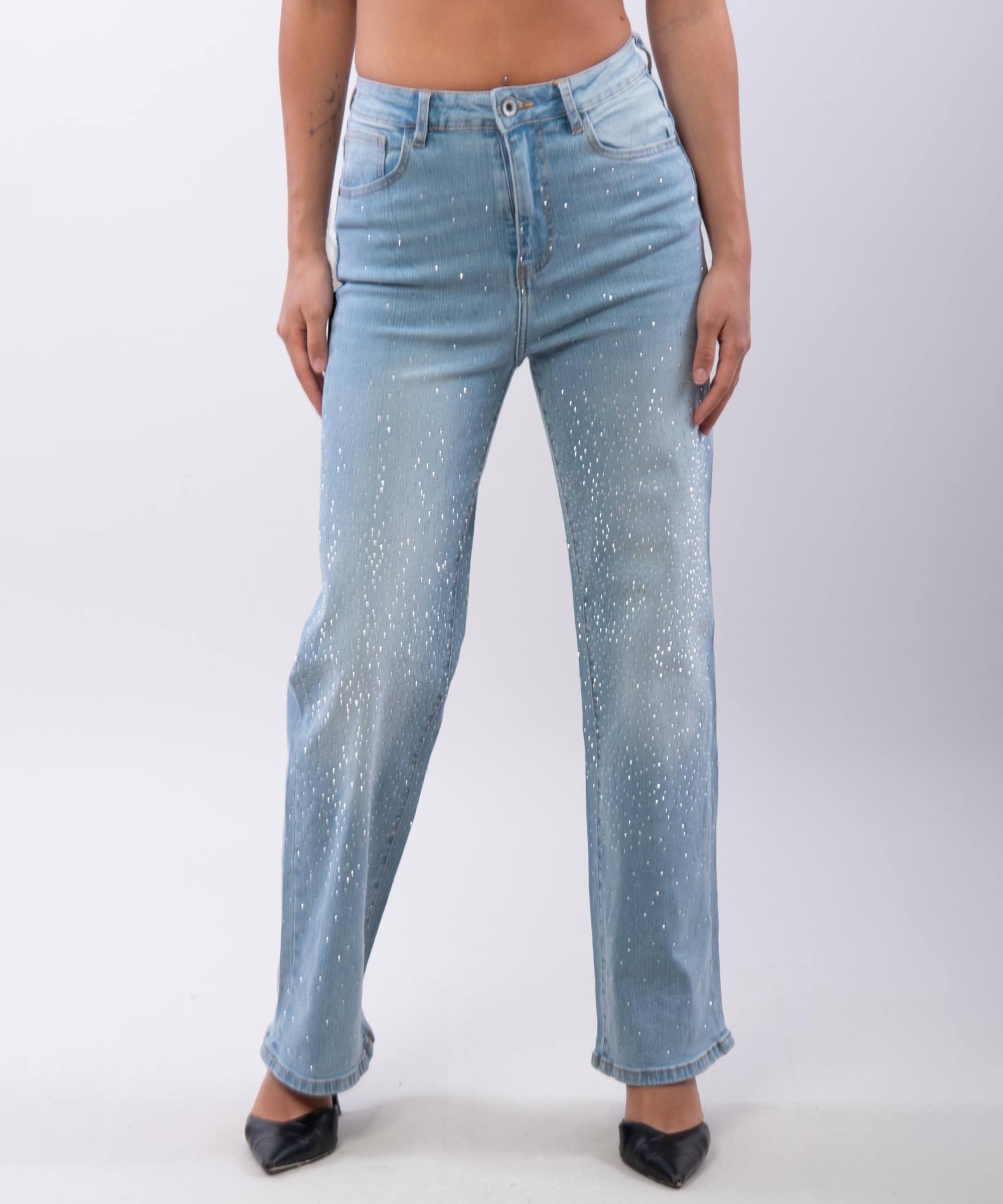 Pantaloni a Palazzo con Strass