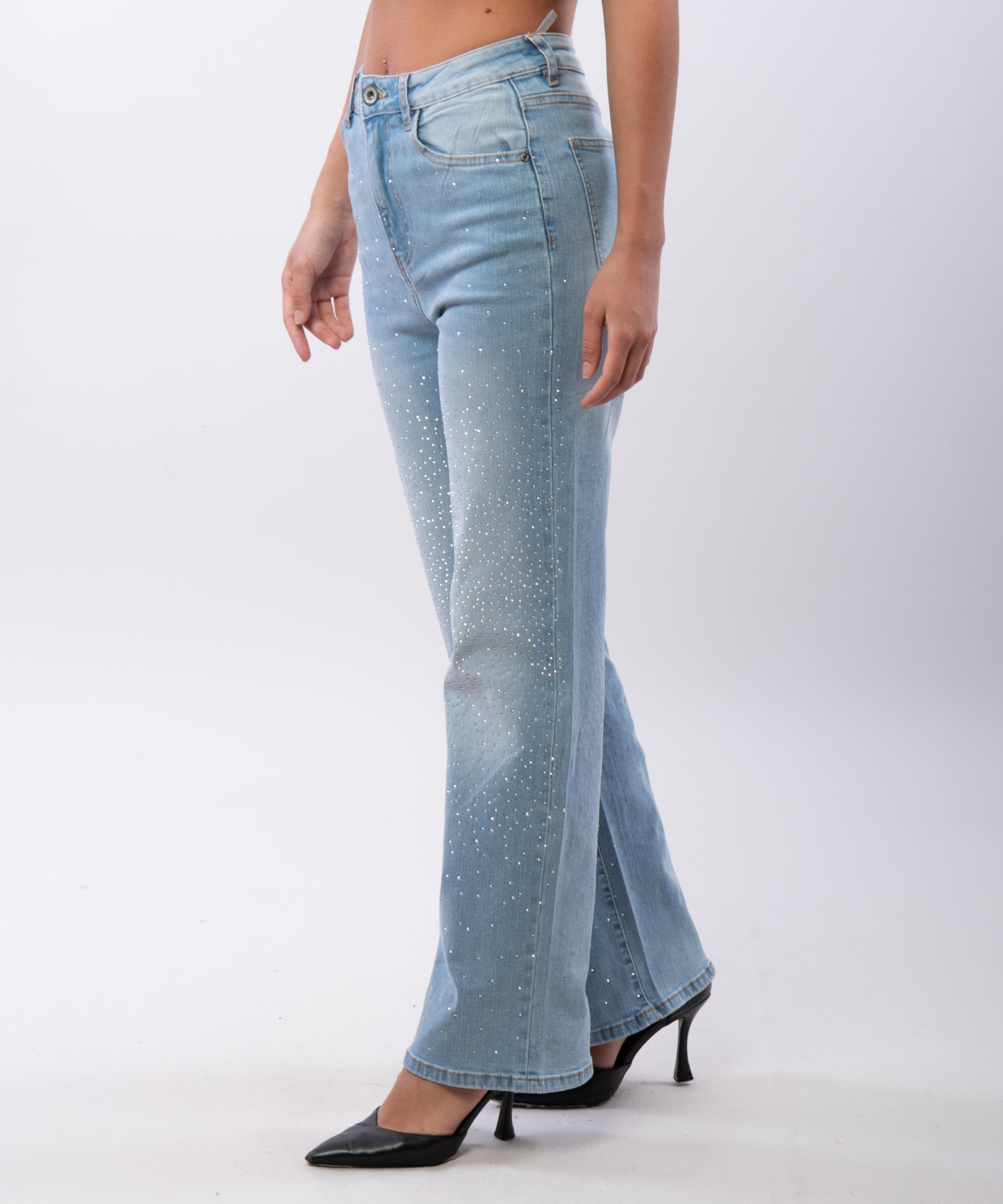 Pantaloni a Palazzo con Strass