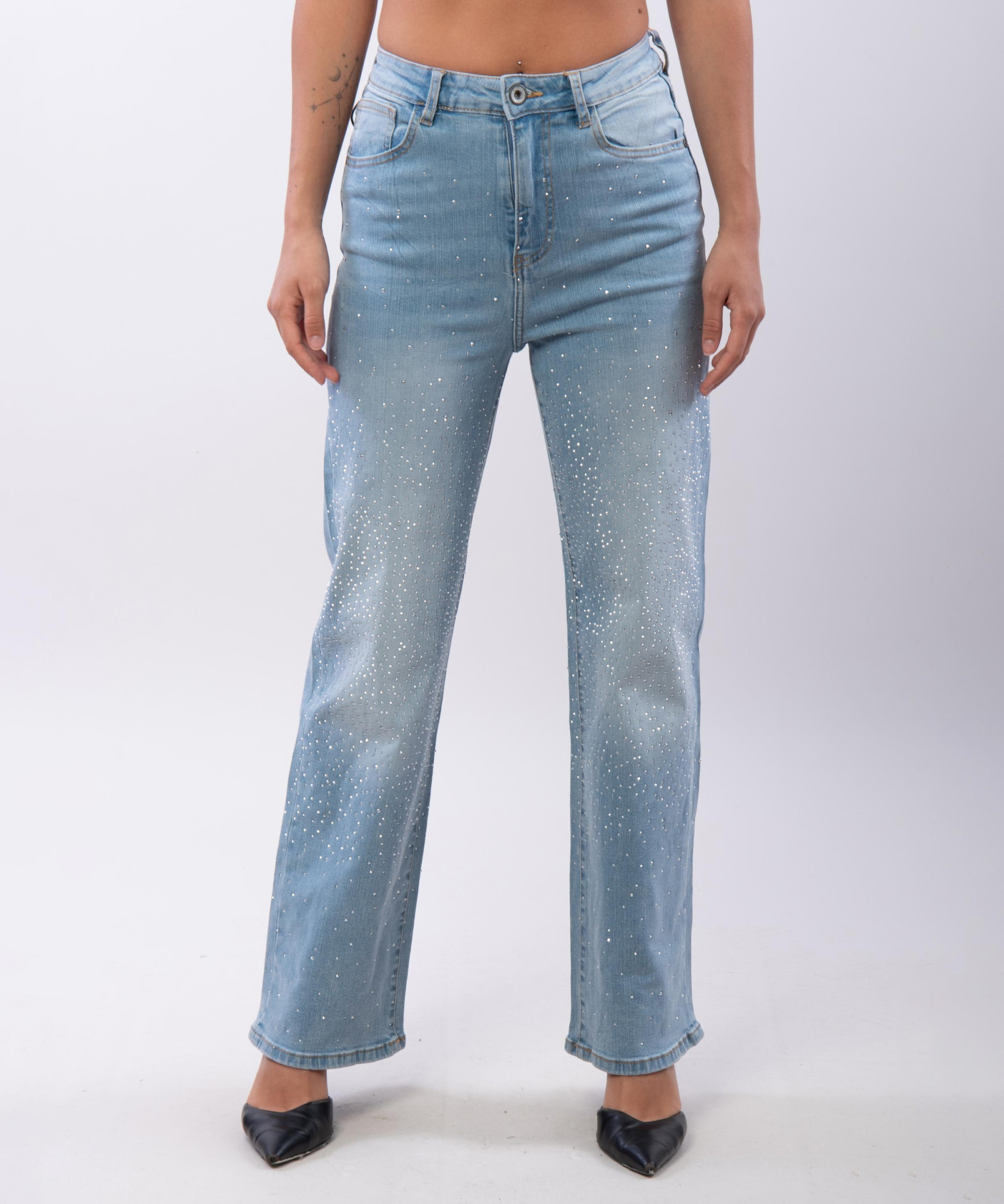 Pantaloni a Palazzo con Strass