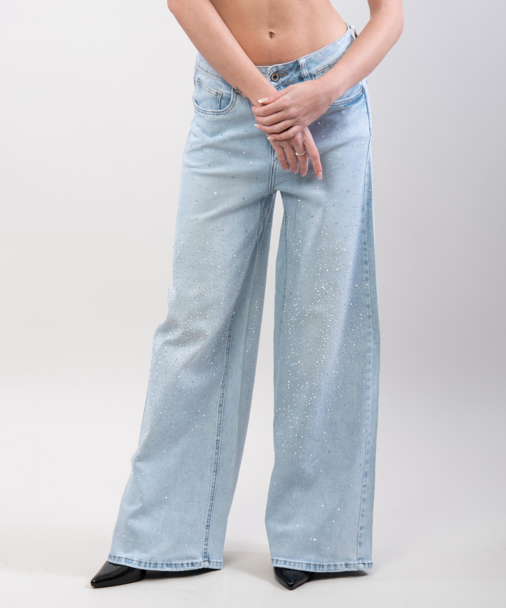 Jeans dritto con brillanti