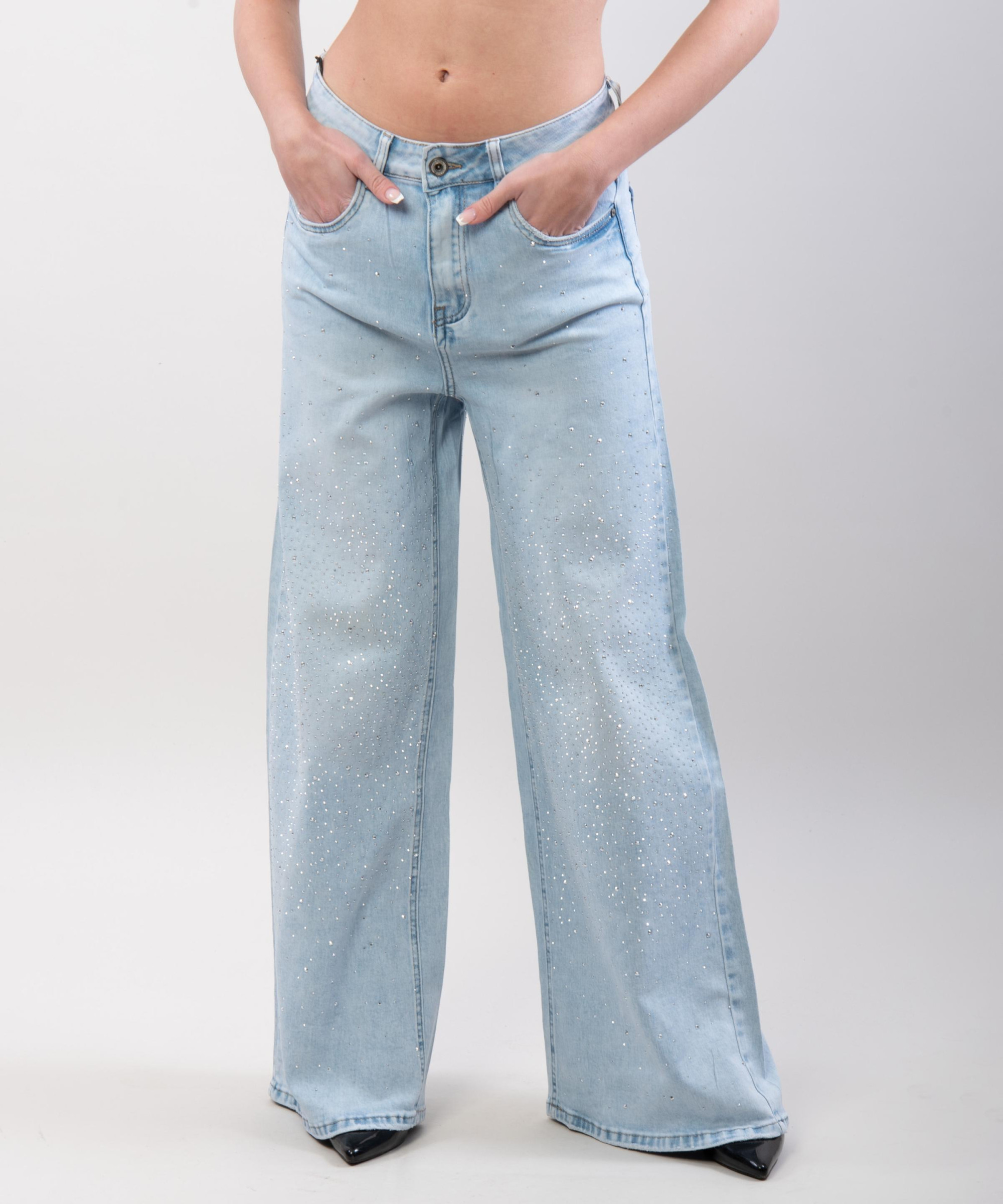 Jeans dritto con brillanti