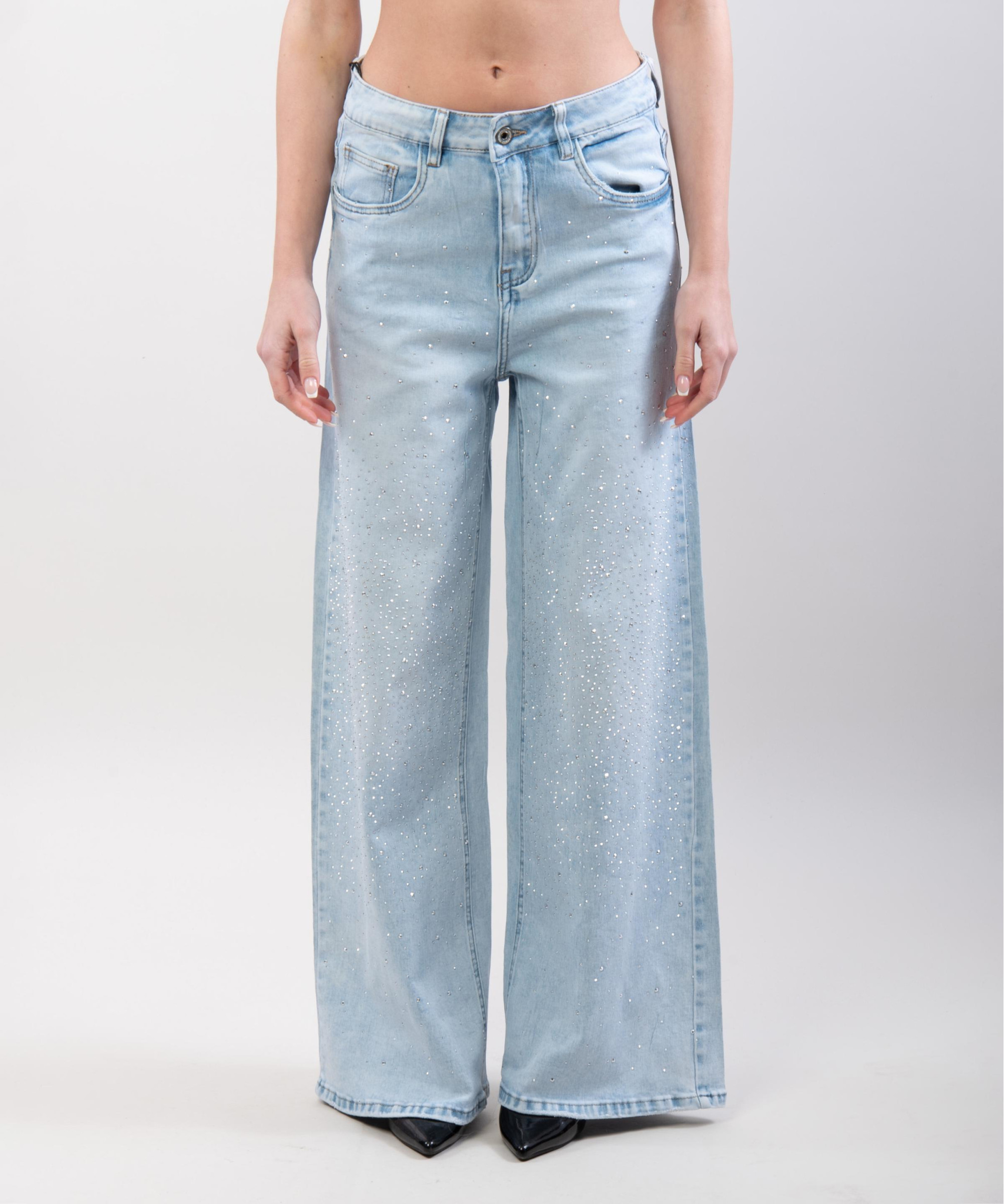 Jeans dritto con brillanti
