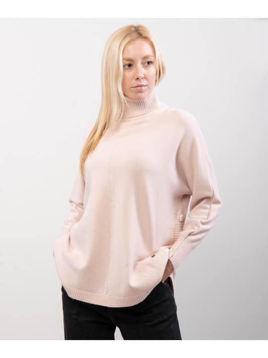 Maglione dolcevita bottoni laterali