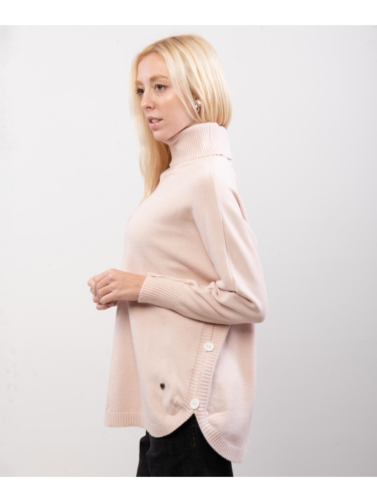 Maglione dolcevita bottoni laterali