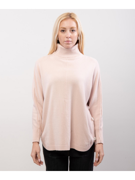 Maglione dolcevita bottoni laterali