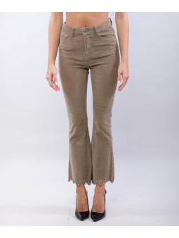 pantalone a zampa in velluto con frange