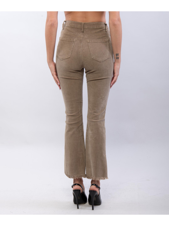 pantalone a zampa in velluto con frange