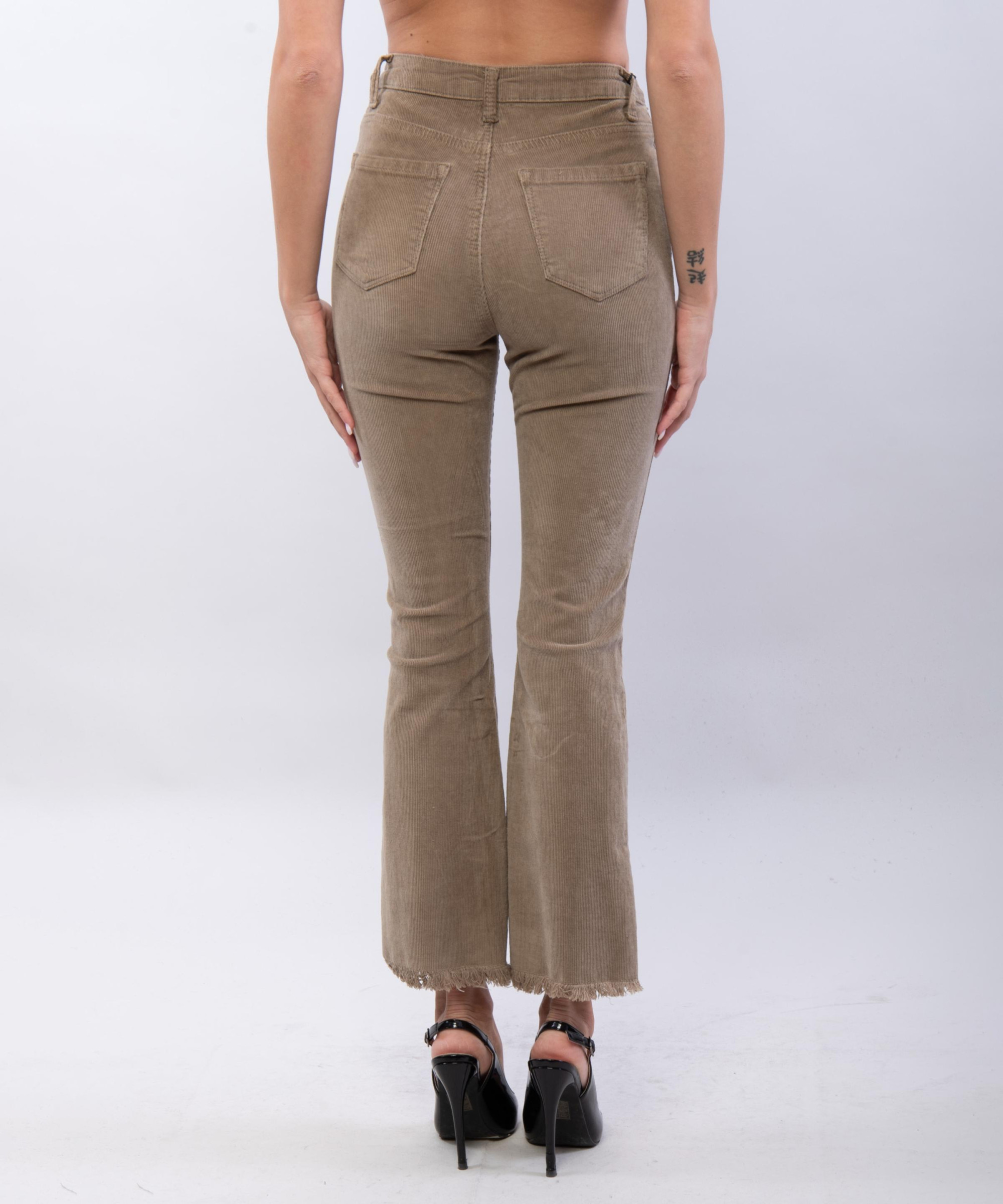 pantalone a zampa in velluto con frange