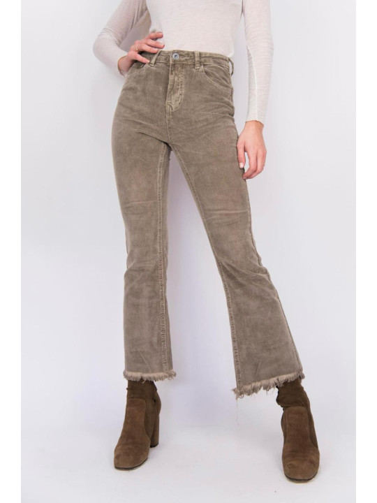 pantalone a zampa in velluto con frange